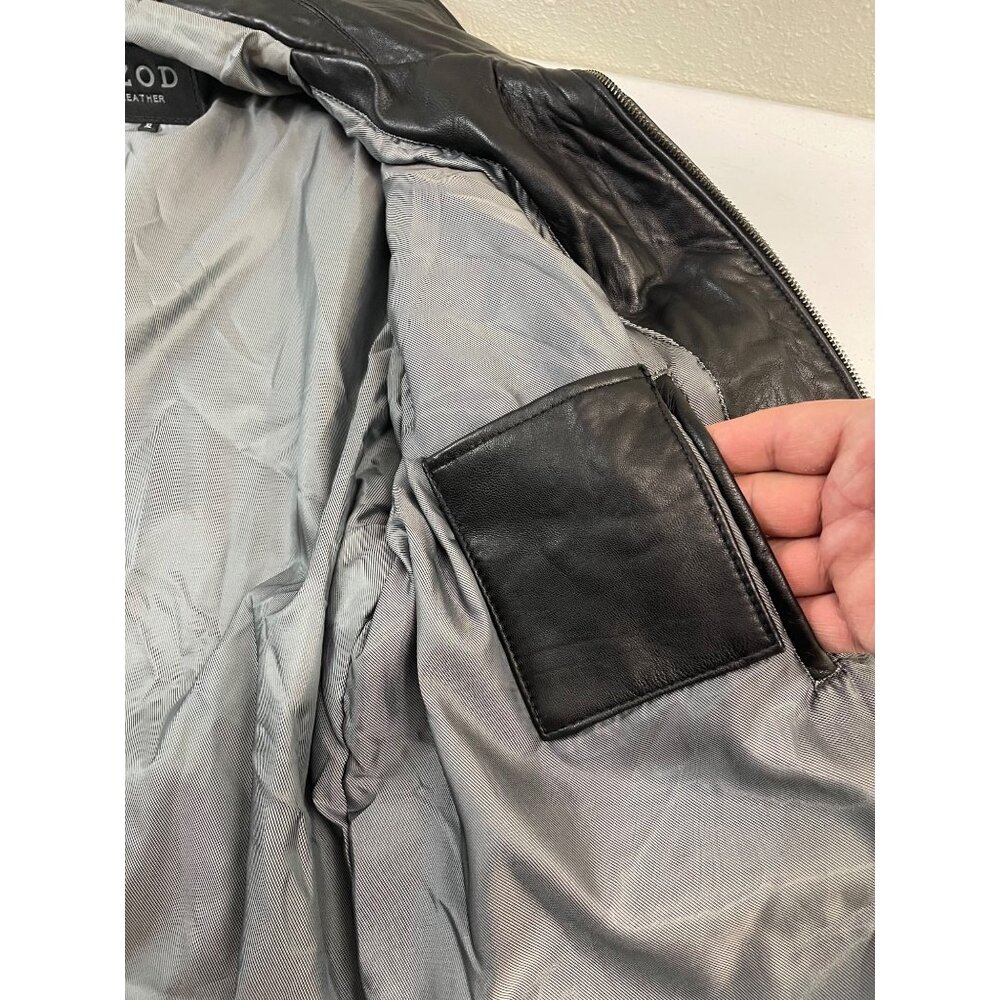IZOD Men's Black Leather Jacket Full Zip Lined Size XL Classic Style - Picture 11 of 16